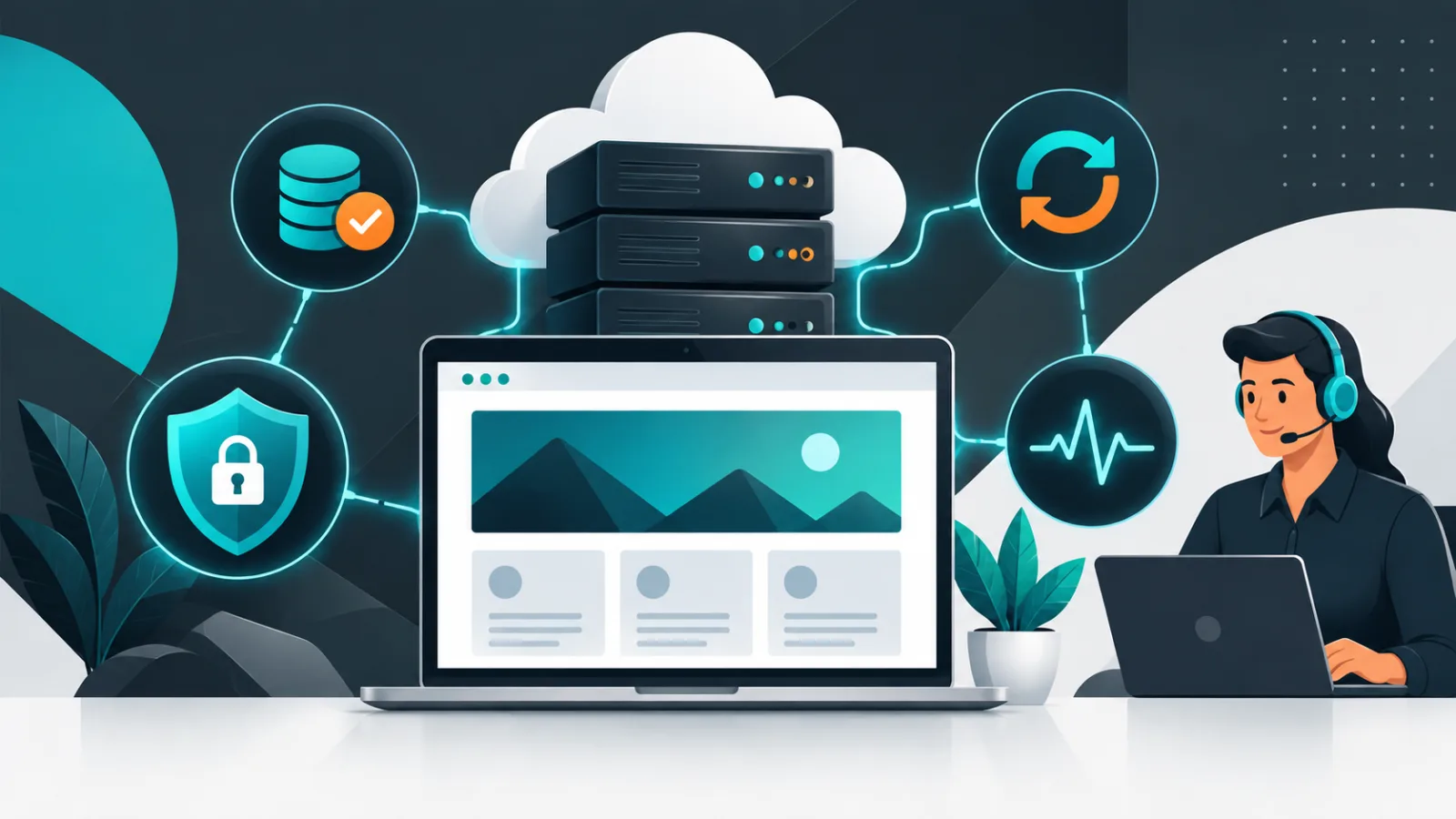 Managed website hosting with backups security monitoring and support