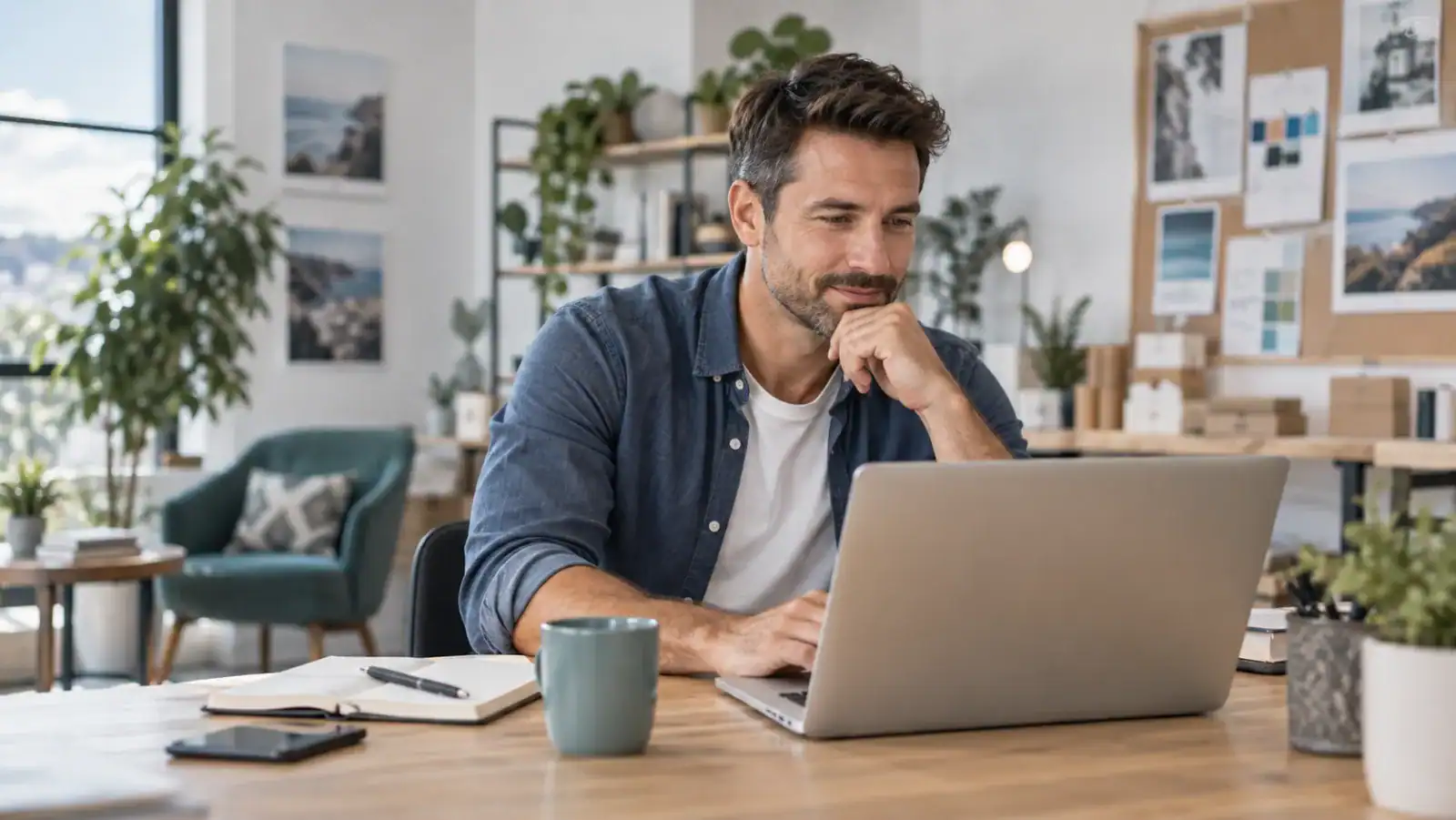Small-business owner planning a professional website for business growth