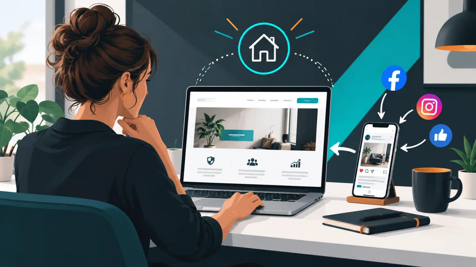 Small-business website connecting with Facebook and Instagram channels