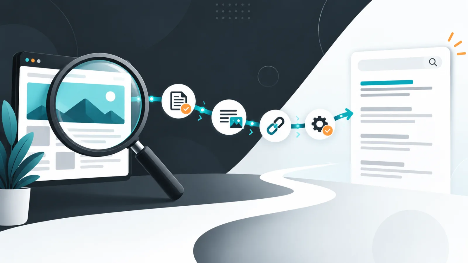 Website content and links being evaluated for better search visibility