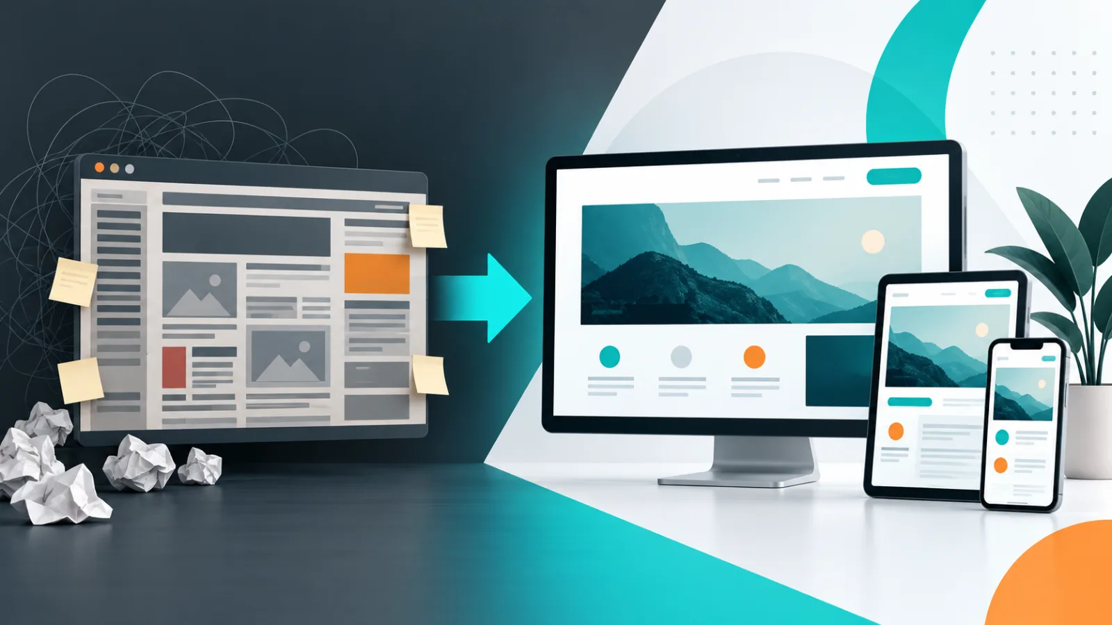 Outdated website transformed into a modern responsive website design